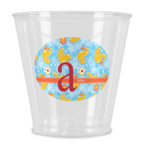 Custom Rubber Duckies & Flowers Plastic Shot Glass (Personalized)