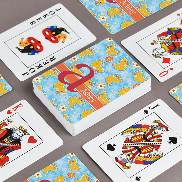 Rubber Duckies & Flowers Playing Cards - Front & Back View
