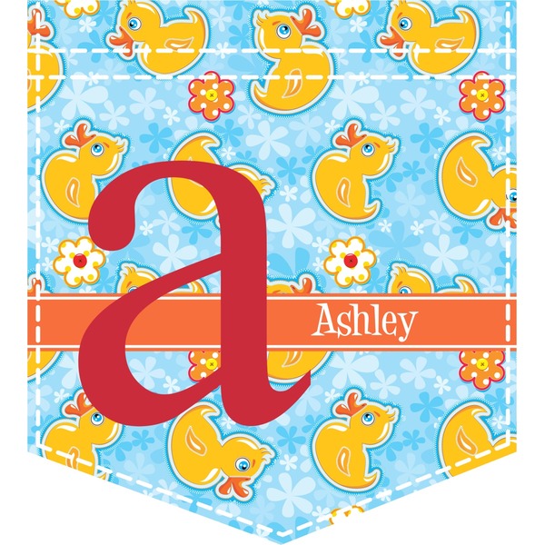 Custom Rubber Duckies & Flowers Iron On Faux Pocket (Personalized)