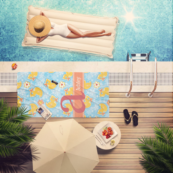 Rubber Duckies & Flowers Pool Towel Lifestyle