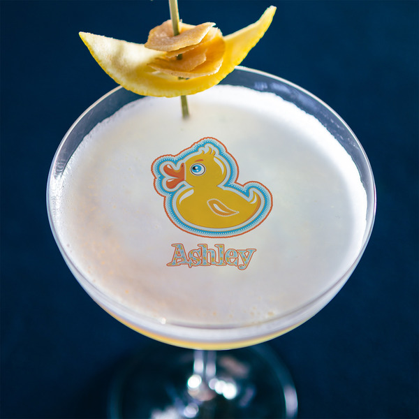 Rubber Duckies & Flowers Printed Drink Topper - Large - In Context