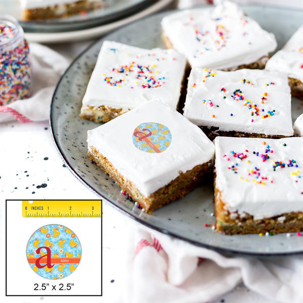 Rubber Duckies & Flowers Printed Icing Circle - Medium - In Context