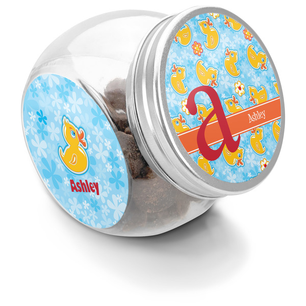 Custom Rubber Duckies & Flowers Puppy Treat Jar (Personalized)