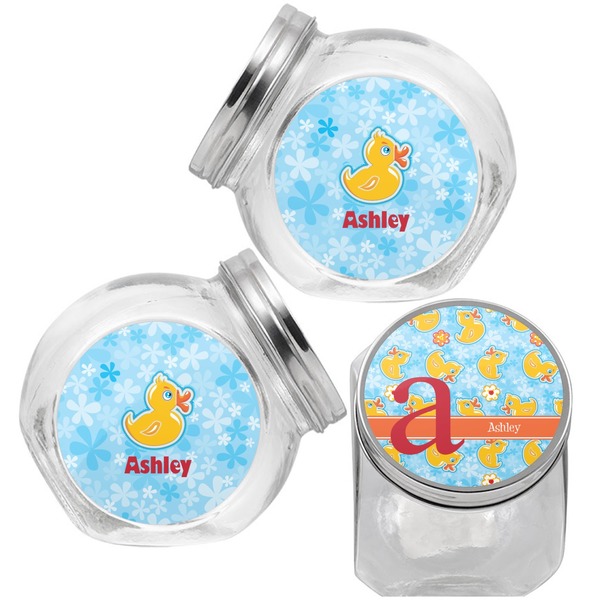 Rubber Duckies & Flowers Puppy Treat Jar - Top Left Right