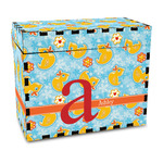 Rubber Duckies & Flowers Wood Recipe Box - Full Color Print (Personalized)