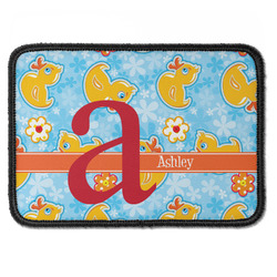 Rubber Duckies & Flowers Iron On Rectangle Patch w/ Name and Initial