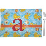 Rubber Duckies & Flowers Rectangular Glass Appetizer / Dessert Plate - Single or Set (Personalized)