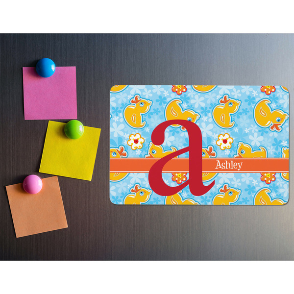 Rubber Duckies & Flowers Rectangular Fridge Magnet - LIFESTYLE