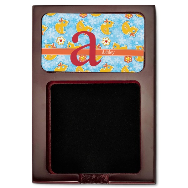 Rubber Duckies & Flowers Red Mahogany Sticky Note Holder - Flat