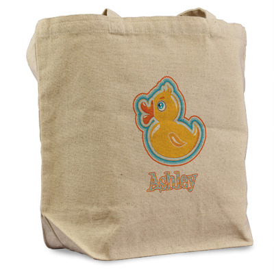 Rubber Duckies & Flowers Reusable Cotton Grocery Bag (Personalized)