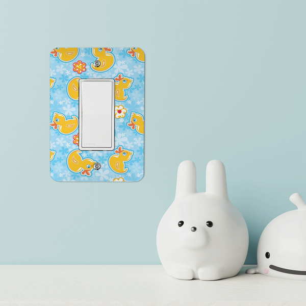 Rubber Duckies & Flowers Rocker Light Switch Covers - Single - IN CONTEXT