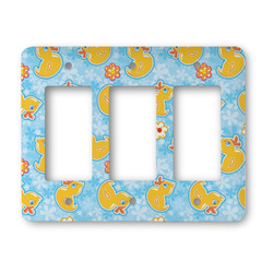 Rubber Duckies & Flowers Rocker Style Light Switch Cover - Three Switch