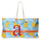 Rubber Duckies & Flowers Large Rope Tote Bag - Front View