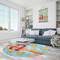 Rubber Duckies & Flowers Round Area Rug - IN CONTEXT