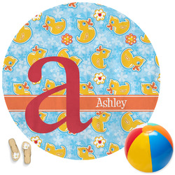 Rubber Duckies & Flowers Round Beach Towel (Personalized)