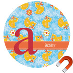 Rubber Duckies & Flowers Round Car Magnet - 6" (Personalized)