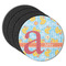 Rubber Duckies & Flowers Round Rubber Backed Coasters - Set of 4 (Personalized)