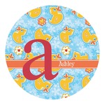 Rubber Duckies & Flowers Round Decal - XLarge (Personalized)