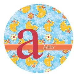 Rubber Duckies & Flowers Round Decal (Personalized)