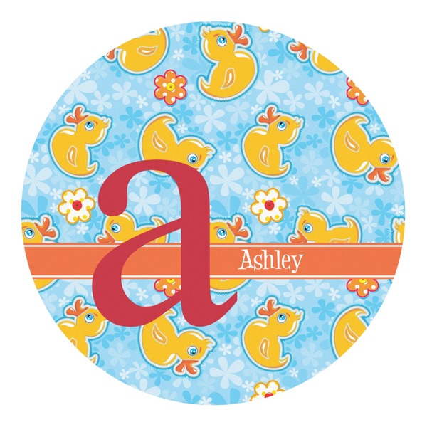 Custom Rubber Duckies & Flowers Round Decal - XLarge (Personalized)