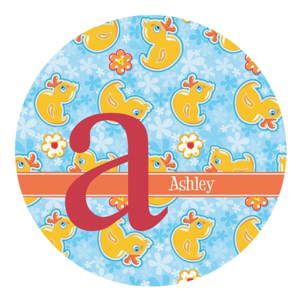 Custom Rubber Duckies & Flowers Round Decal - Medium (Personalized)