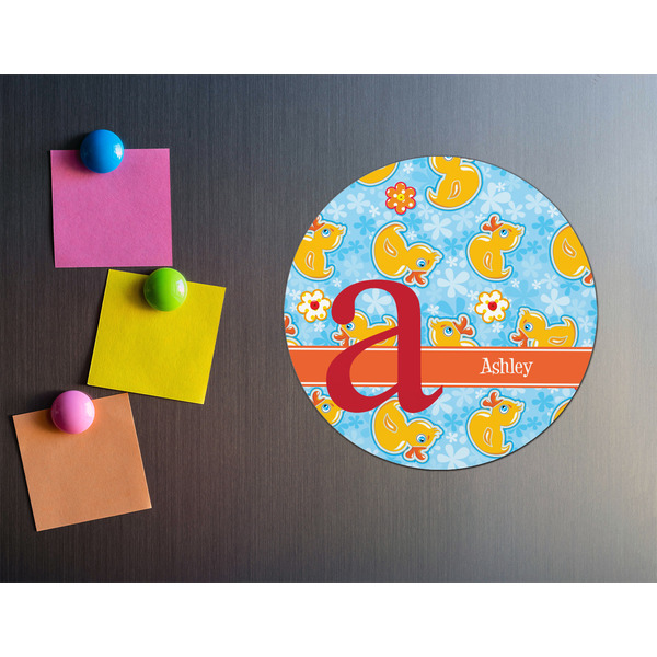 Rubber Duckies & Flowers Round Fridge Magnet - LIFESTYLE