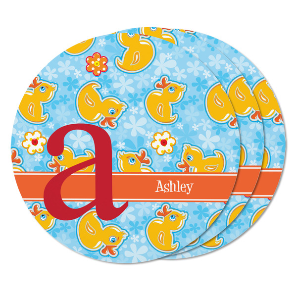 Rubber Duckies & Flowers Round Fridge Magnet - THREE