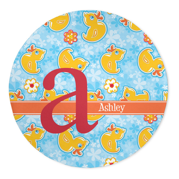 Custom Rubber Duckies & Flowers 5' Round Indoor Area Rug (Personalized)