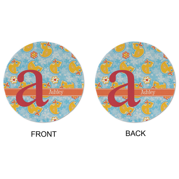 Rubber Duckies & Flowers Round Linen Placemats - APPROVAL (double sided)