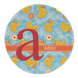 Rubber Duckies & Flowers Round Linen Placemat - Single Sided (Personalized)
