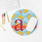 Rubber Duckies & Flowers Round Mousepad - LIFESTYLE 2