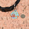 Rubber Duckies & Flowers Round Pet ID Tag - Small - In Context