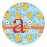 Rubber Duckies & Flowers Round Stone Trivet (Personalized)