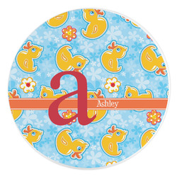 Rubber Duckies & Flowers Round Stone Trivet (Personalized)