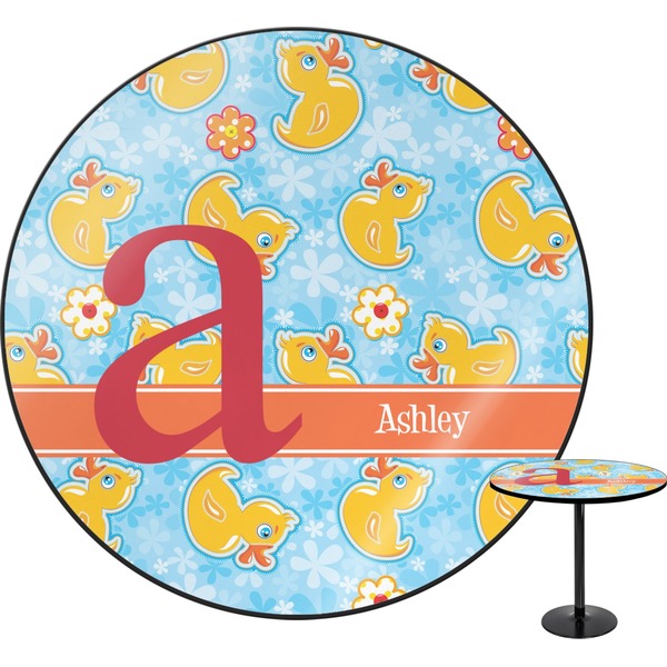 Custom Rubber Duckies & Flowers Round Table - 24" (Personalized)