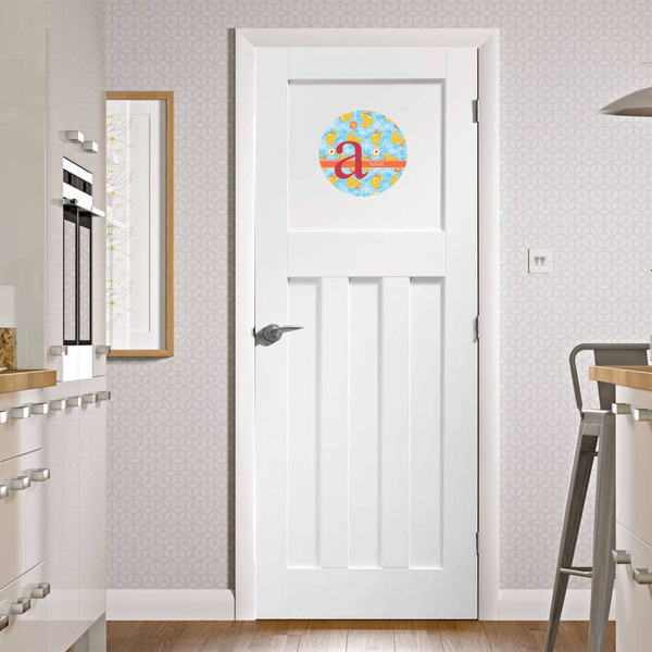 Rubber Duckies & Flowers Round Wall Decal on Door