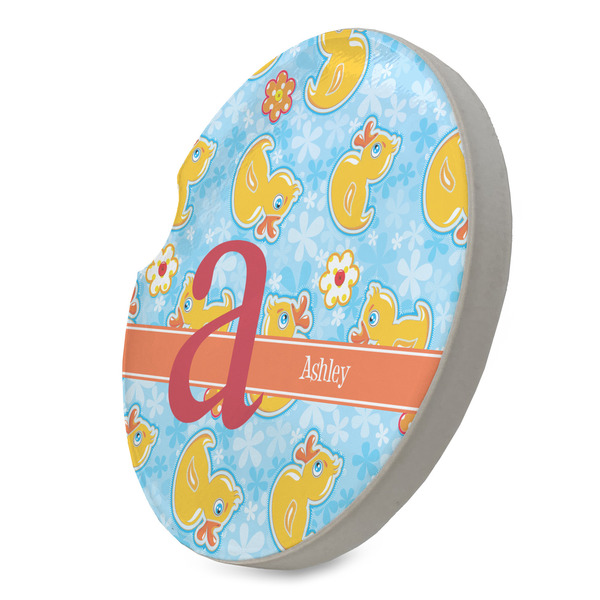 Rubber Duckies & Flowers Sandstone Car Coaster - STANDING ANGLE