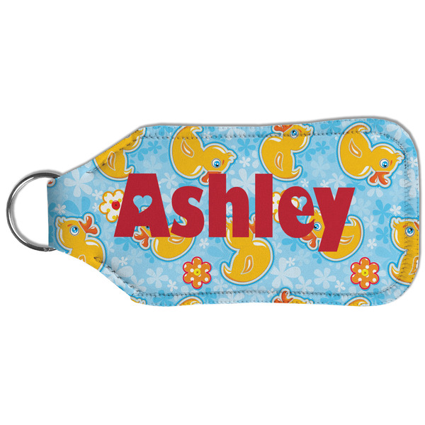 Rubber Duckies & Flowers Sanitizer Holder Keychain - Large (Back)
