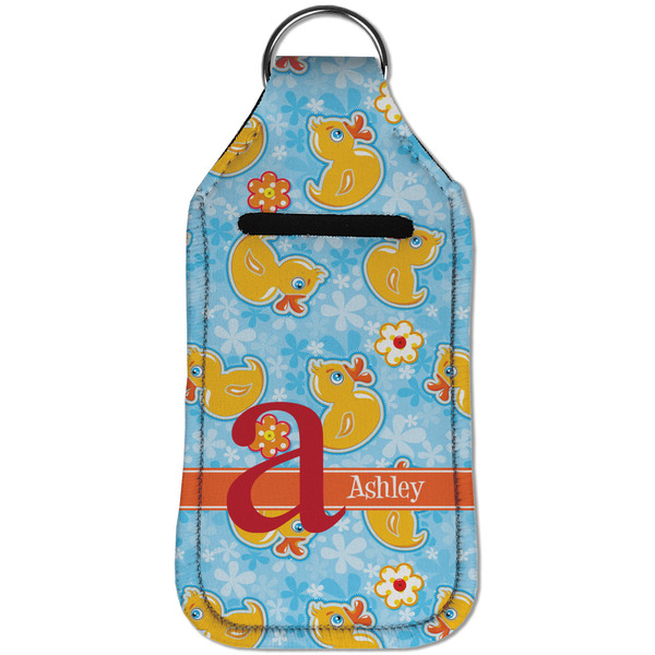 Rubber Duckies & Flowers Sanitizer Holder Keychain - Large (Front)