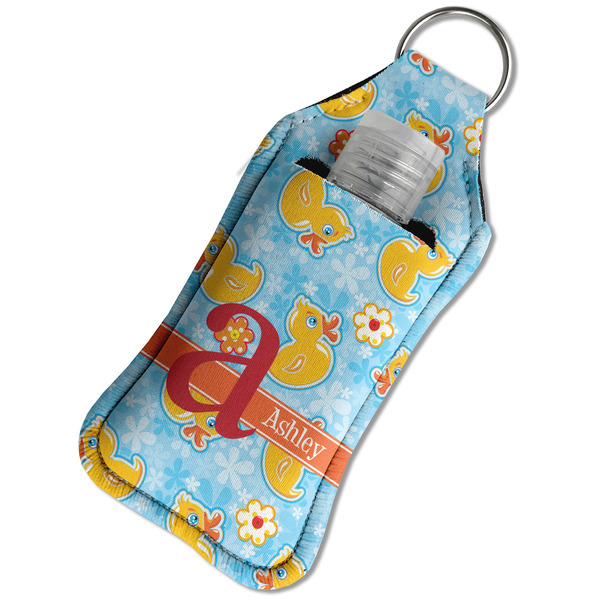 Rubber Duckies & Flowers Sanitizer Holder Keychain - Large in Case