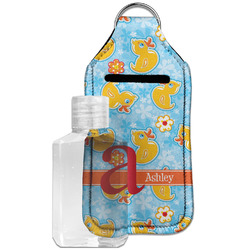 Rubber Duckies & Flowers Hand Sanitizer & Keychain Holder - Large (Personalized)