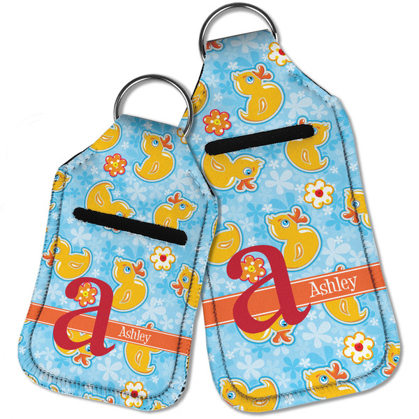 Rubber Duckies & Flowers Sanitizer Holder Keychain - Parent Main