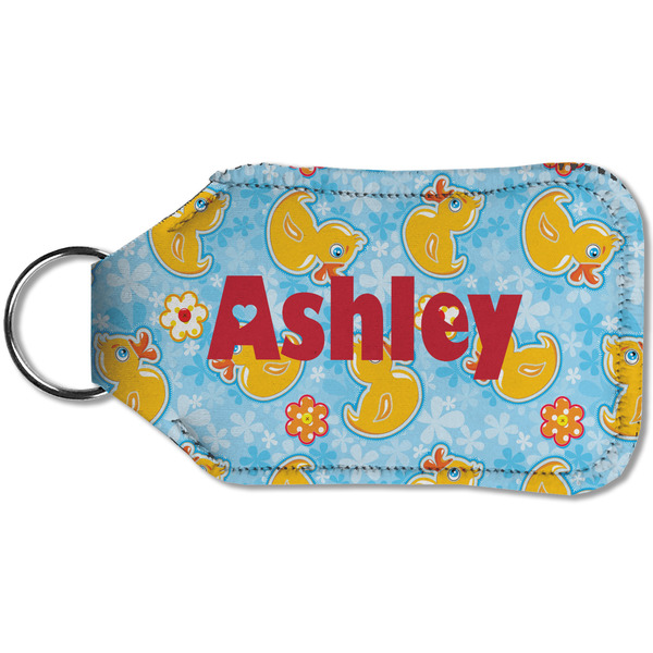 Rubber Duckies & Flowers Sanitizer Holder Keychain - Small (Back)
