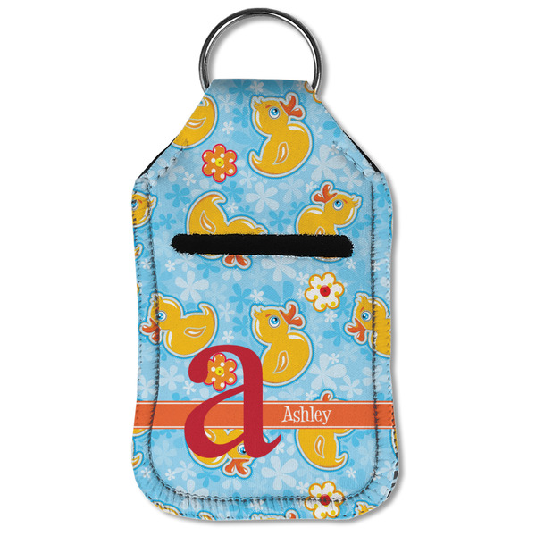 Rubber Duckies & Flowers Sanitizer Holder Keychain - Small (Front Flat)