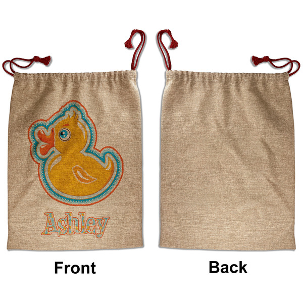 Rubber Duckies & Flowers Santa Bag - Approval - Front