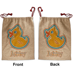 Rubber Duckies & Flowers Santa Sack - Front & Back (Personalized)