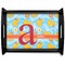 Rubber Duckies & Flowers Black Wooden Tray - Large (Personalized)