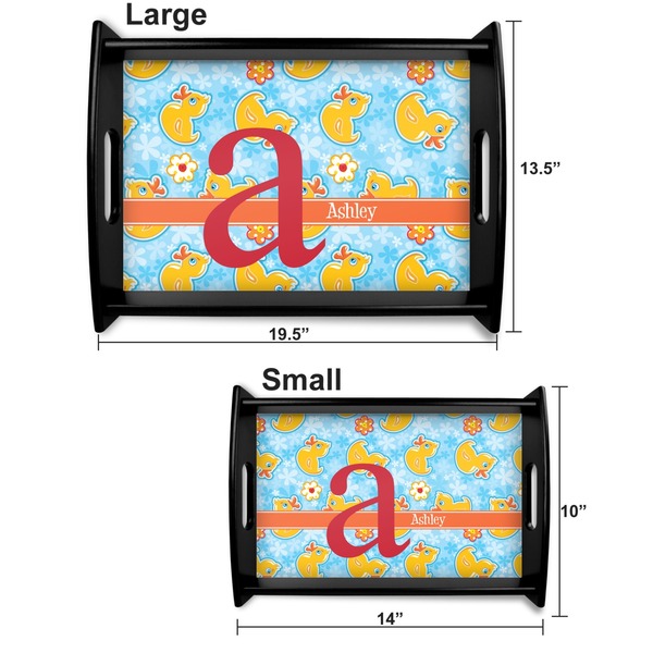 Rubber Duckies & Flowers Serving Tray Black Sizes