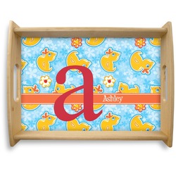 Rubber Duckies & Flowers Natural Wooden Tray - Large (Personalized)