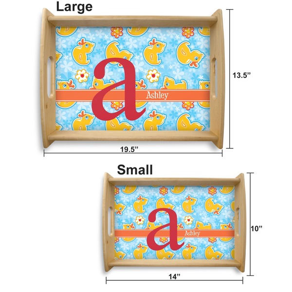 Rubber Duckies & Flowers Serving Tray Wood Sizes
